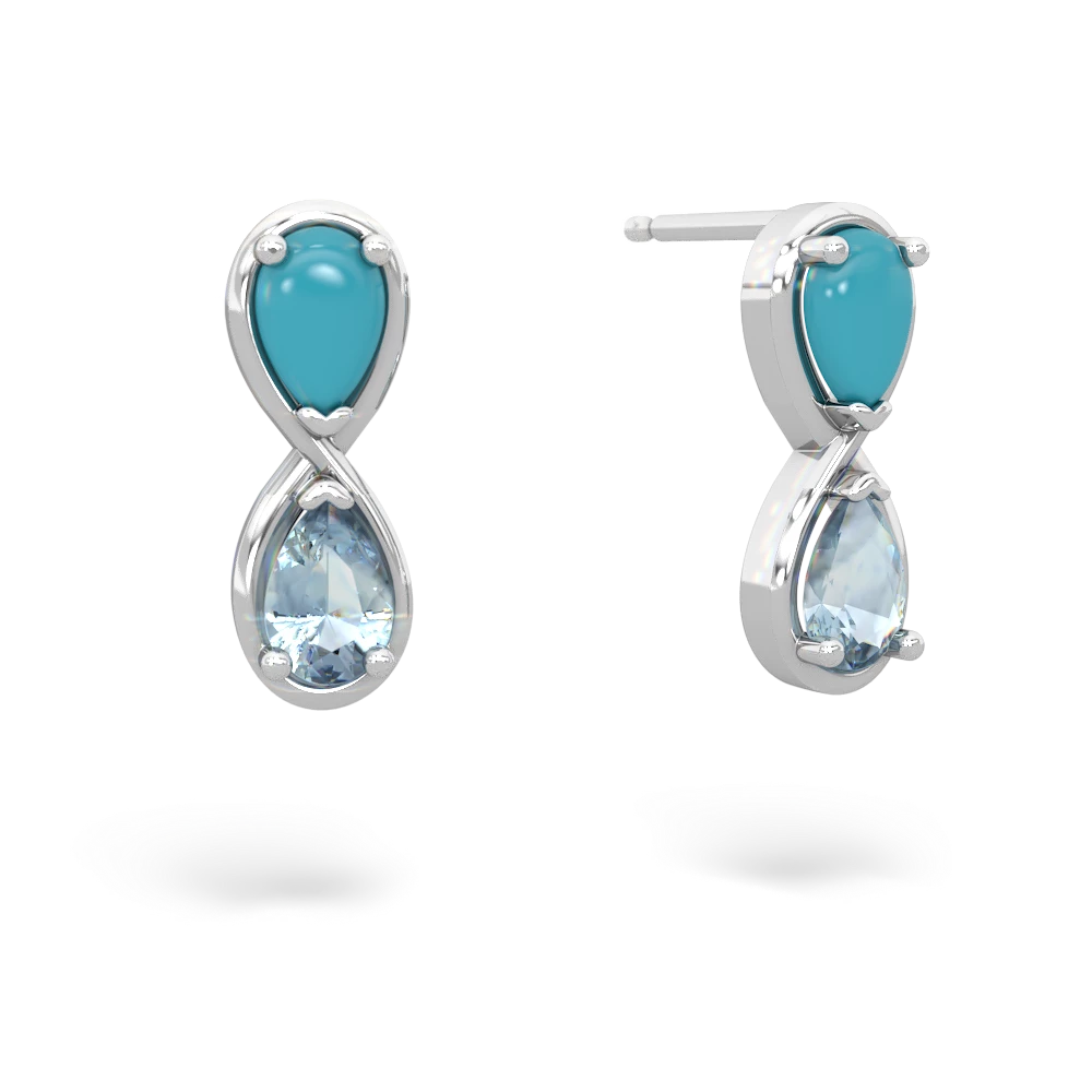 Turquoise Infinity 14K White Gold earrings E5050