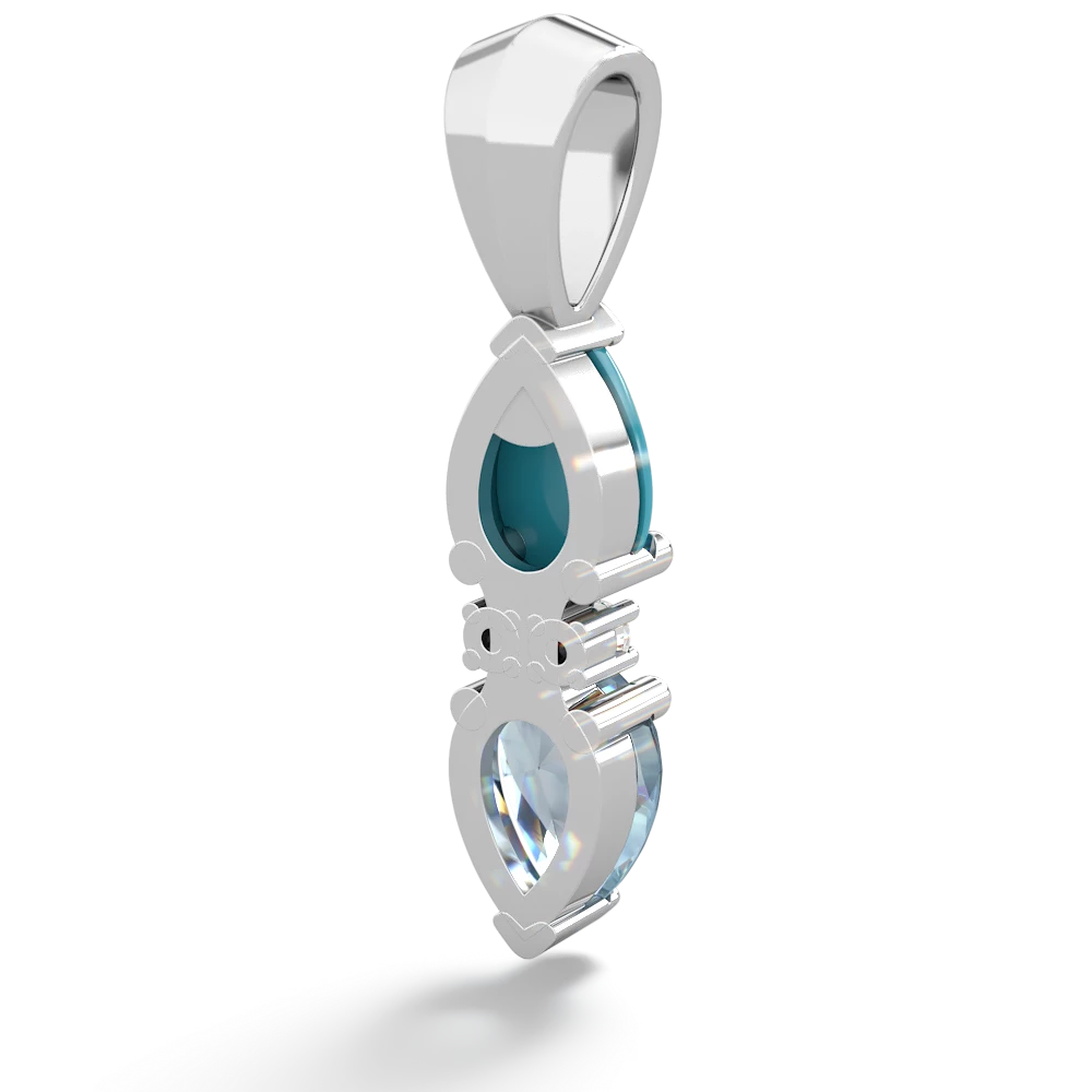 Turquoise Bowtie Drop 14K White Gold pendant P0865