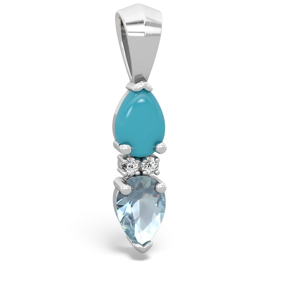 Turquoise Bowtie Drop 14K White Gold pendant P0865