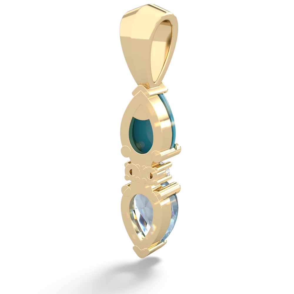 Turquoise Bowtie Drop 14K Yellow Gold pendant P0865