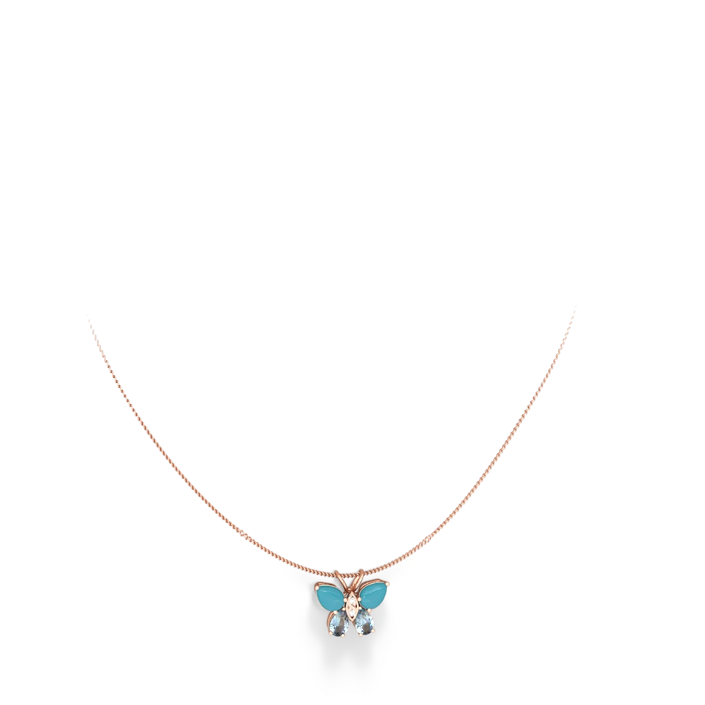 Turquoise Butterfly 14K Rose Gold pendant P2215