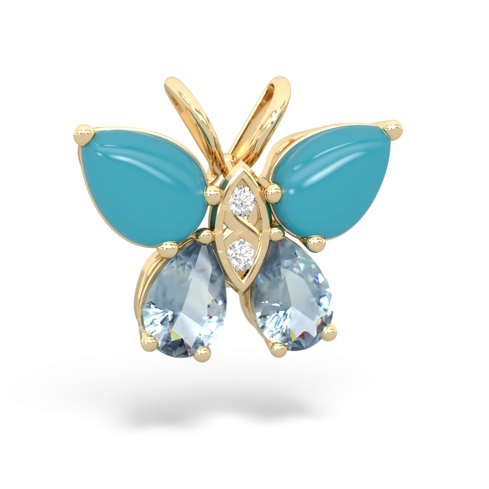 Turquoise Butterfly 14K Yellow Gold pendant P2215