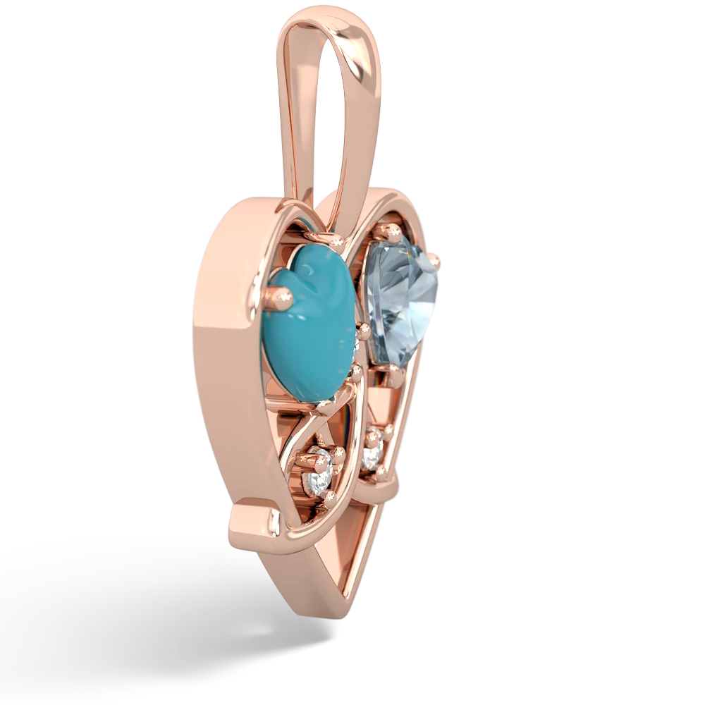 Turquoise Celtic Trinity Heart 14K Rose Gold pendant P5331