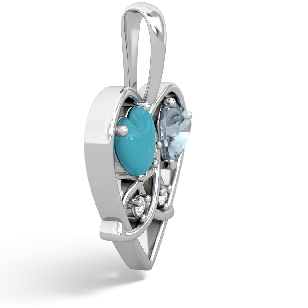 Turquoise Celtic Trinity Heart 14K White Gold pendant P5331