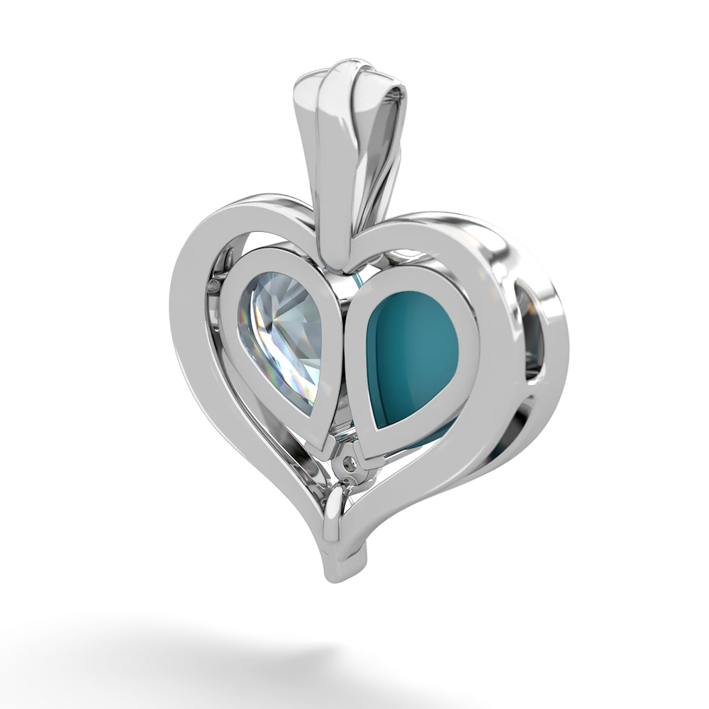 Turquoise Two Become One 14K White Gold pendant P5330