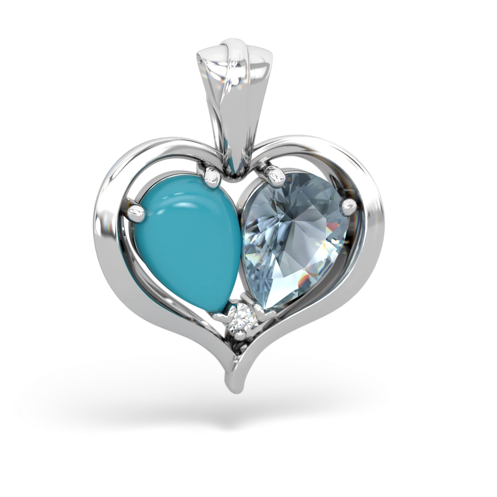 Turquoise Two Become One 14K White Gold pendant P5330