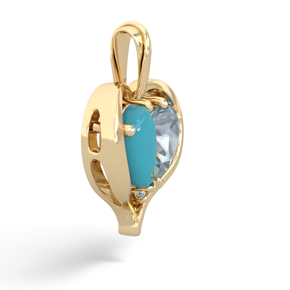 Turquoise Two Become One 14K Yellow Gold pendant P5330