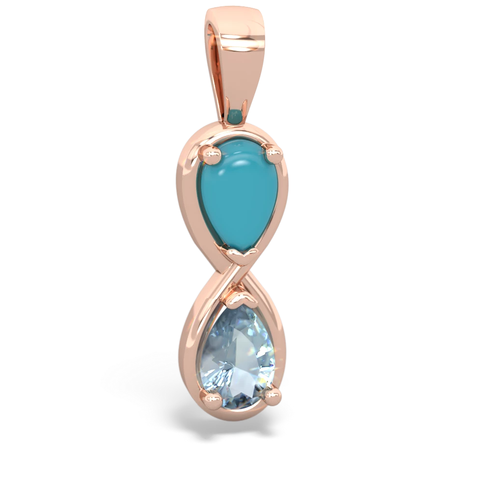 Turquoise Infinity 14K Rose Gold pendant P5050