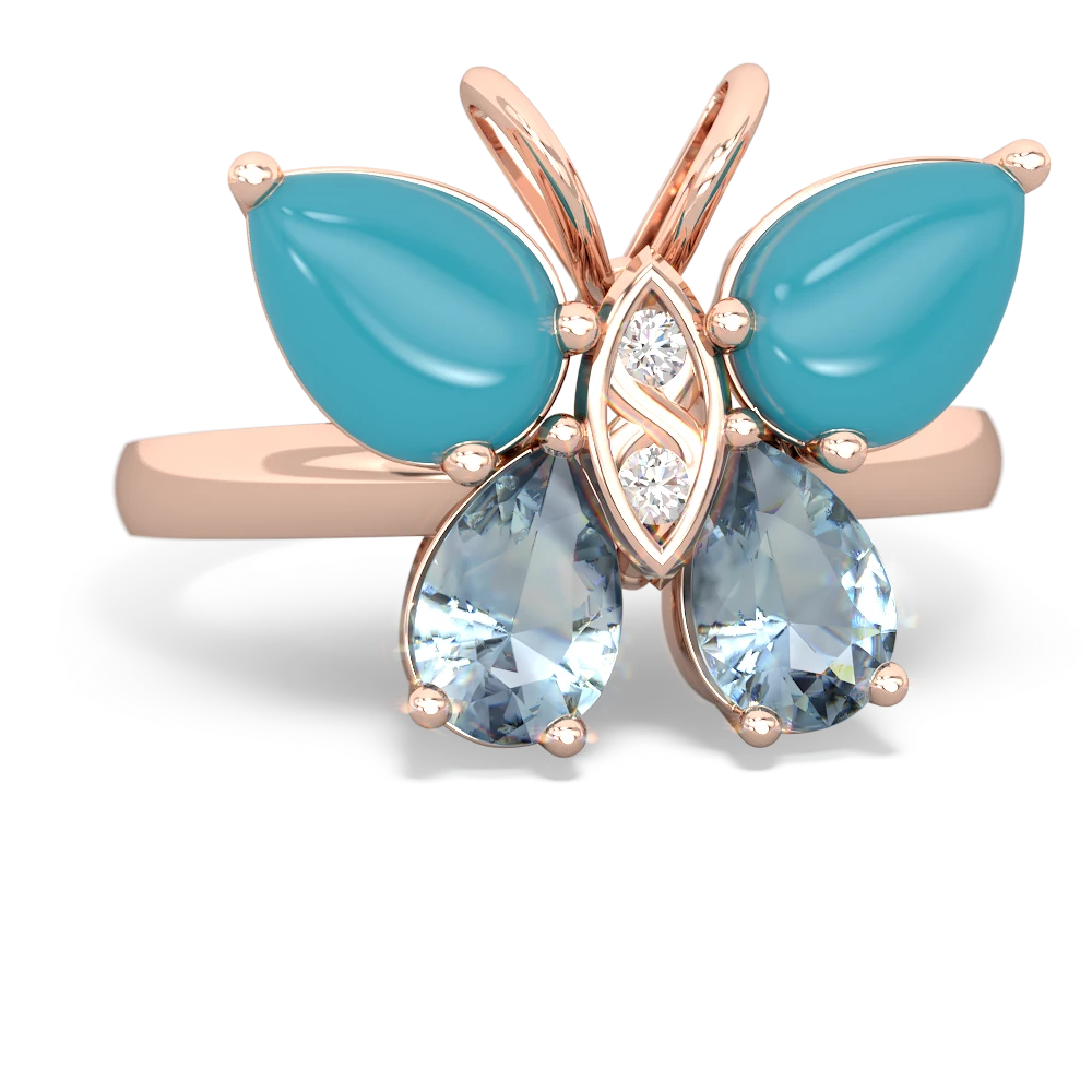 Turquoise Butterfly 14K Rose Gold ring R2215