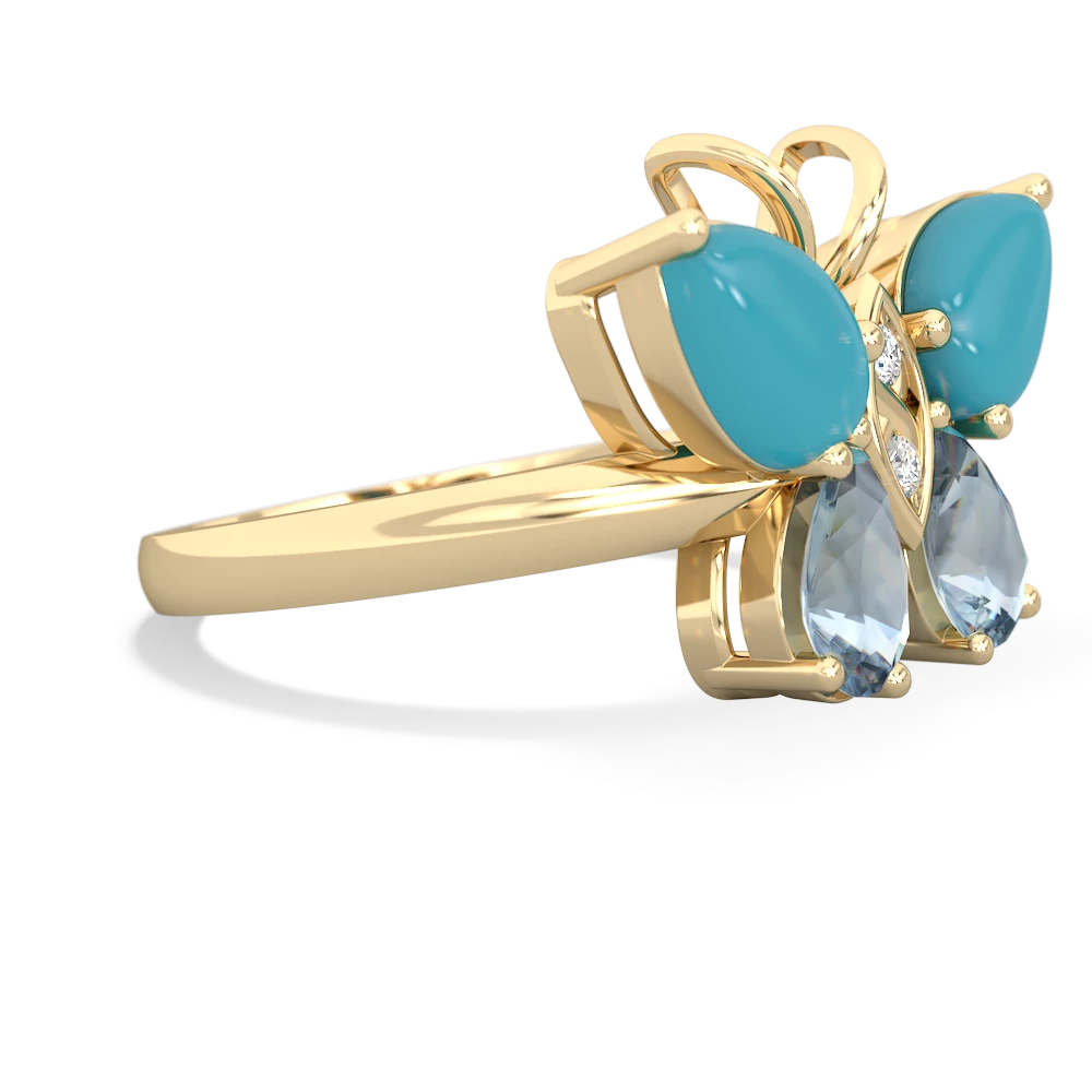 Turquoise Butterfly 14K Yellow Gold ring R2215