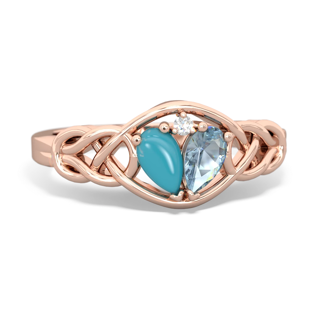 Turquoise Celtic Love Knot 14K Rose Gold ring R5420