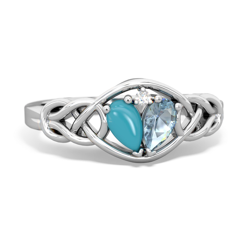 Turquoise Celtic Love Knot 14K White Gold ring R5420