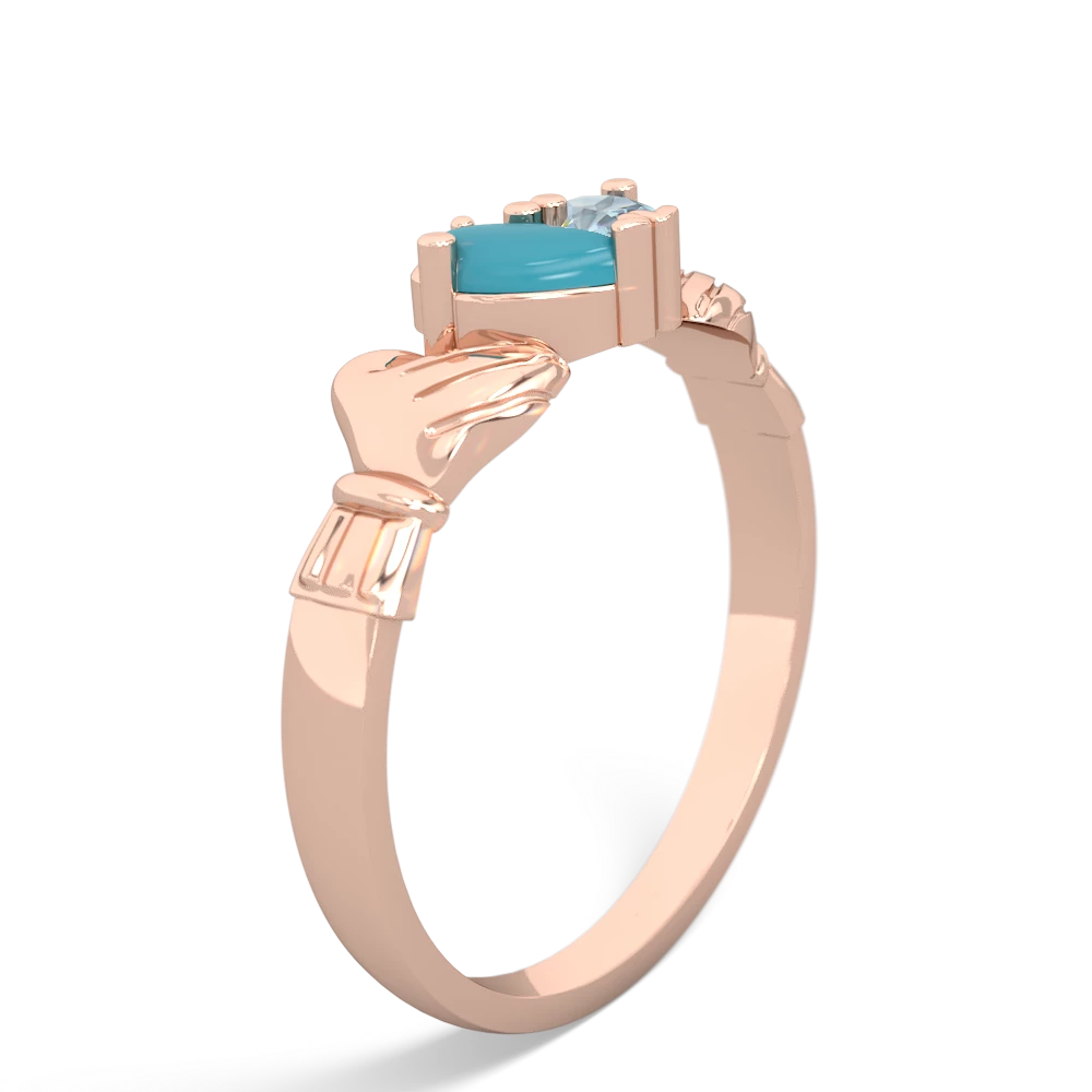 Turquoise 'Our Heart' Claddagh 14K Rose Gold ring R2388