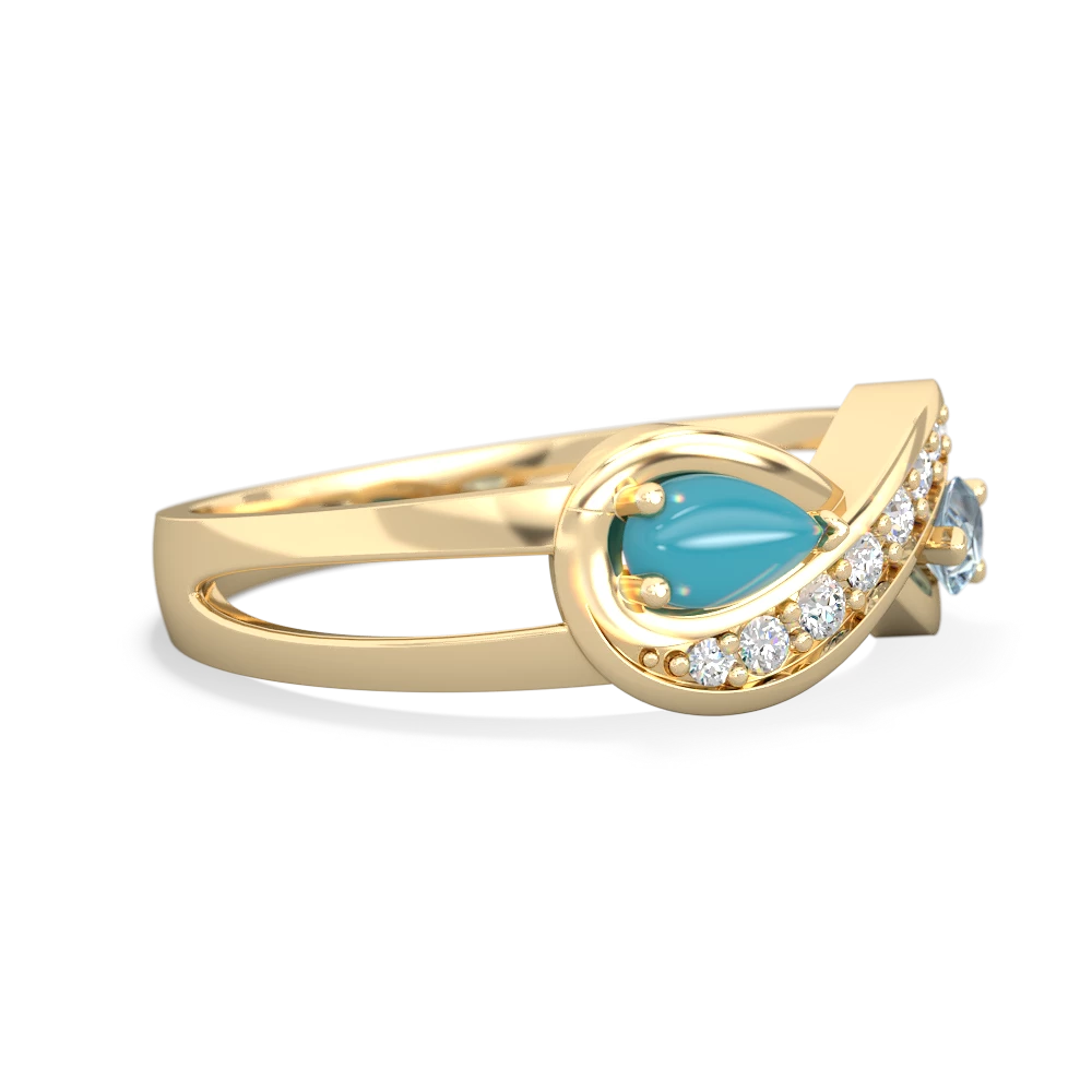 Turquoise Diamond Infinity 14K Yellow Gold ring R5390