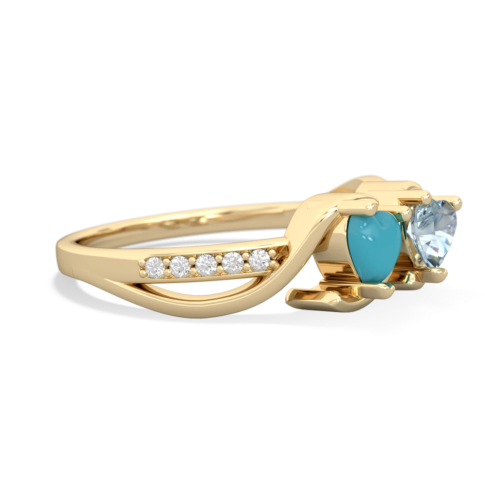 Turquoise Side By Side 14K Yellow Gold ring R3090