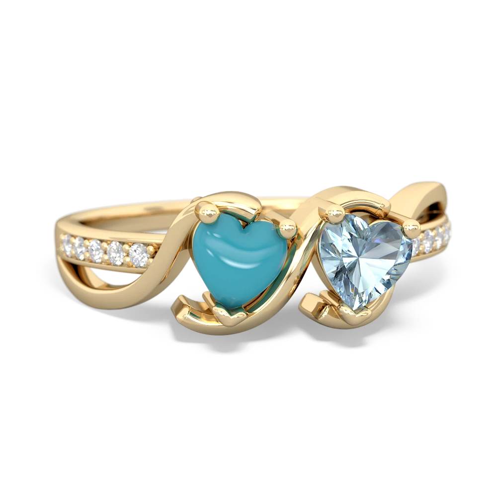 Turquoise Side By Side 14K Yellow Gold ring R3090