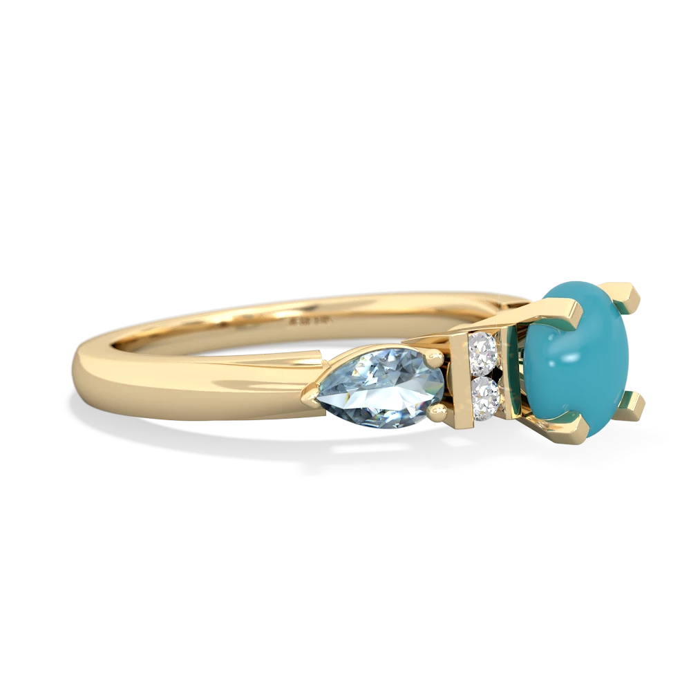 Turquoise 6Mm Round Eternal Embrace Engagement 14K Yellow Gold ring R2005