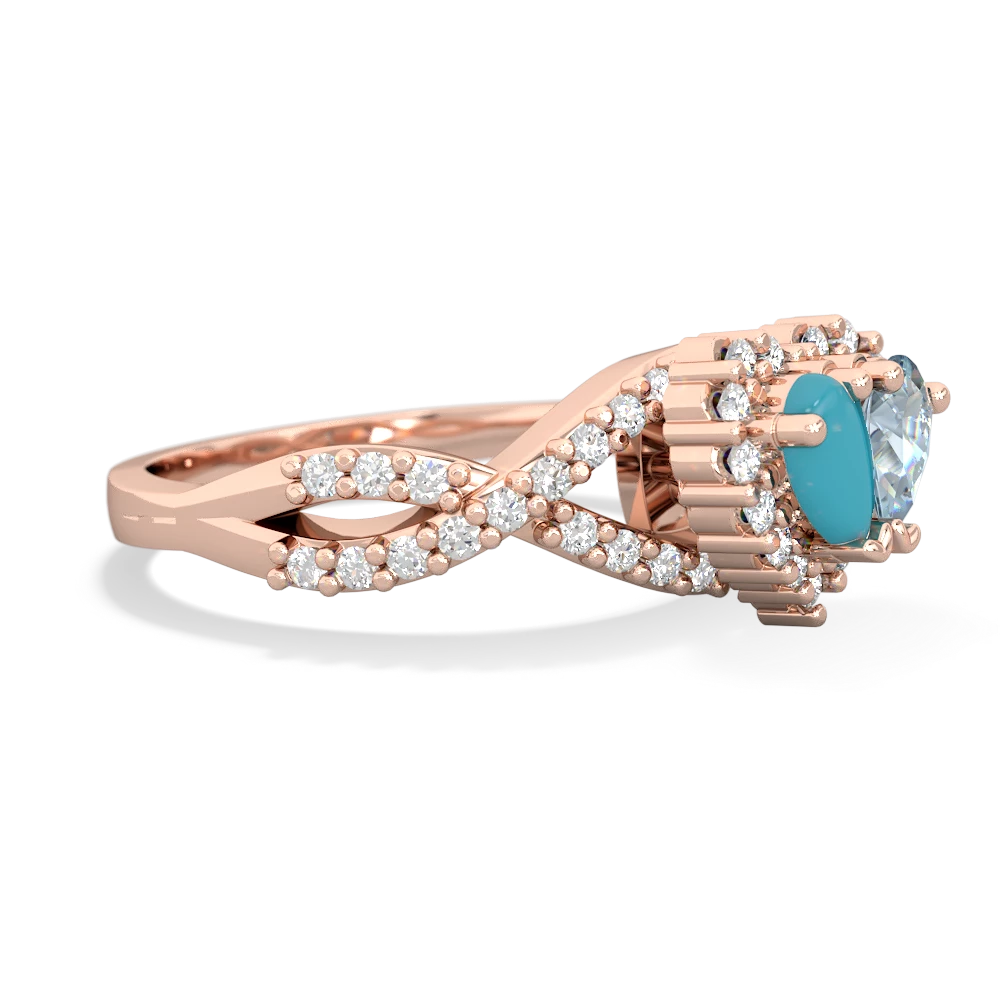 Turquoise Diamond Twist 'One Heart' 14K Rose Gold ring R2640HRT