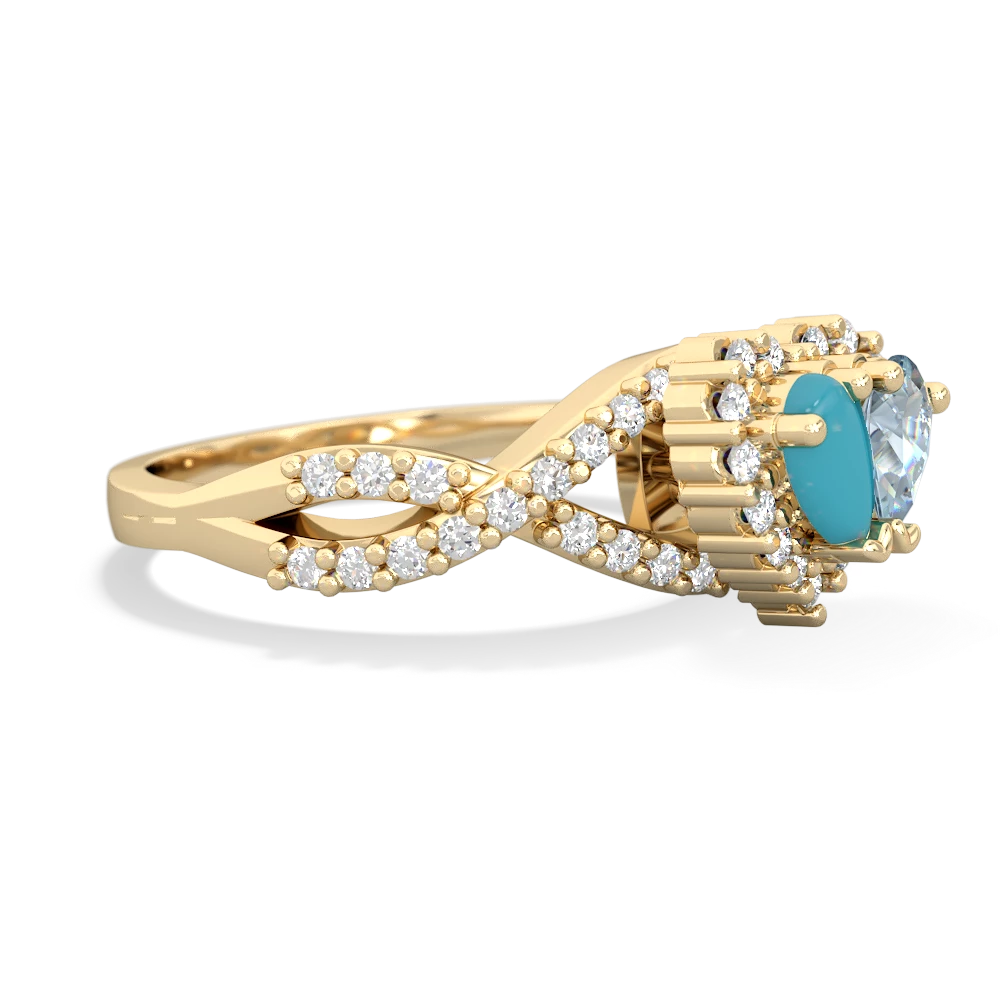 Turquoise Diamond Twist 'One Heart' 14K Yellow Gold ring R2640HRT