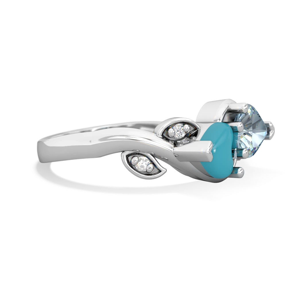 Turquoise Floral Elegance 14K White Gold ring R5790