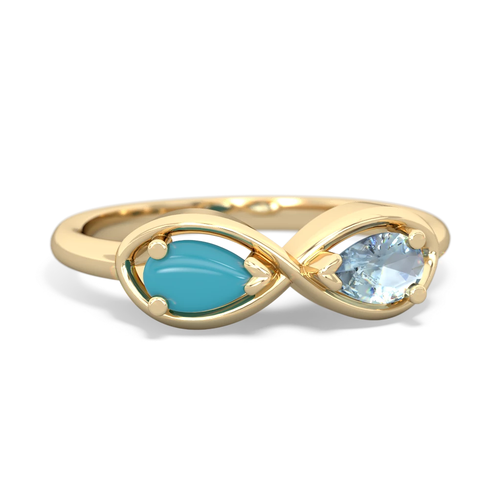 Turquoise Infinity 14K Yellow Gold ring R5050