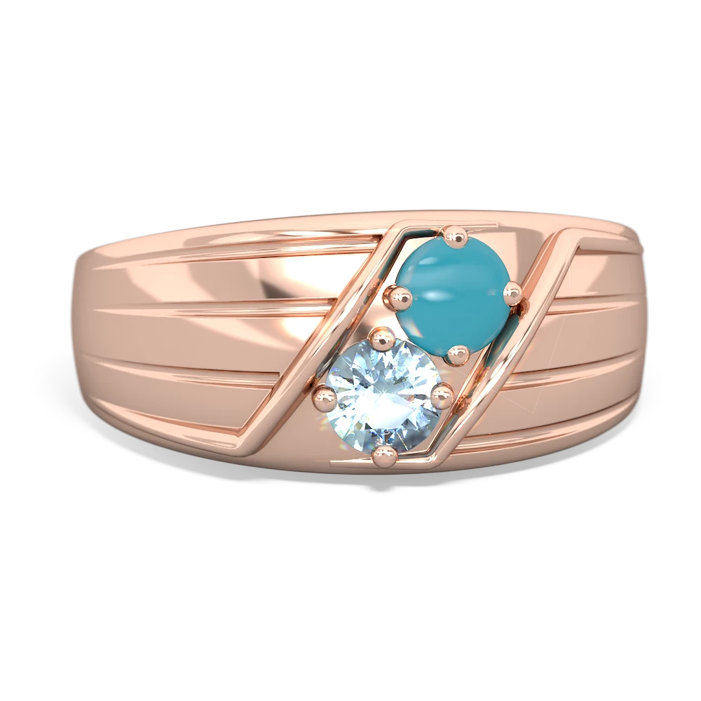 Turquoise Men's Streamline 14K Rose Gold ring R0460