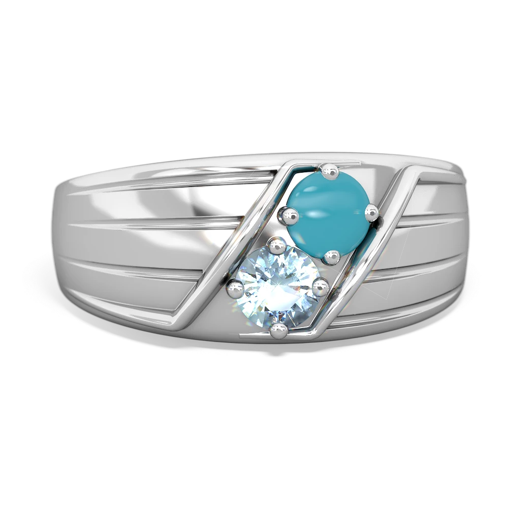 Turquoise Men's Streamline 14K White Gold ring R0460