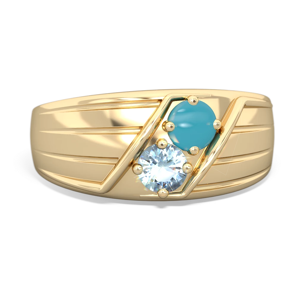 Turquoise Men's Streamline 14K Yellow Gold ring R0460