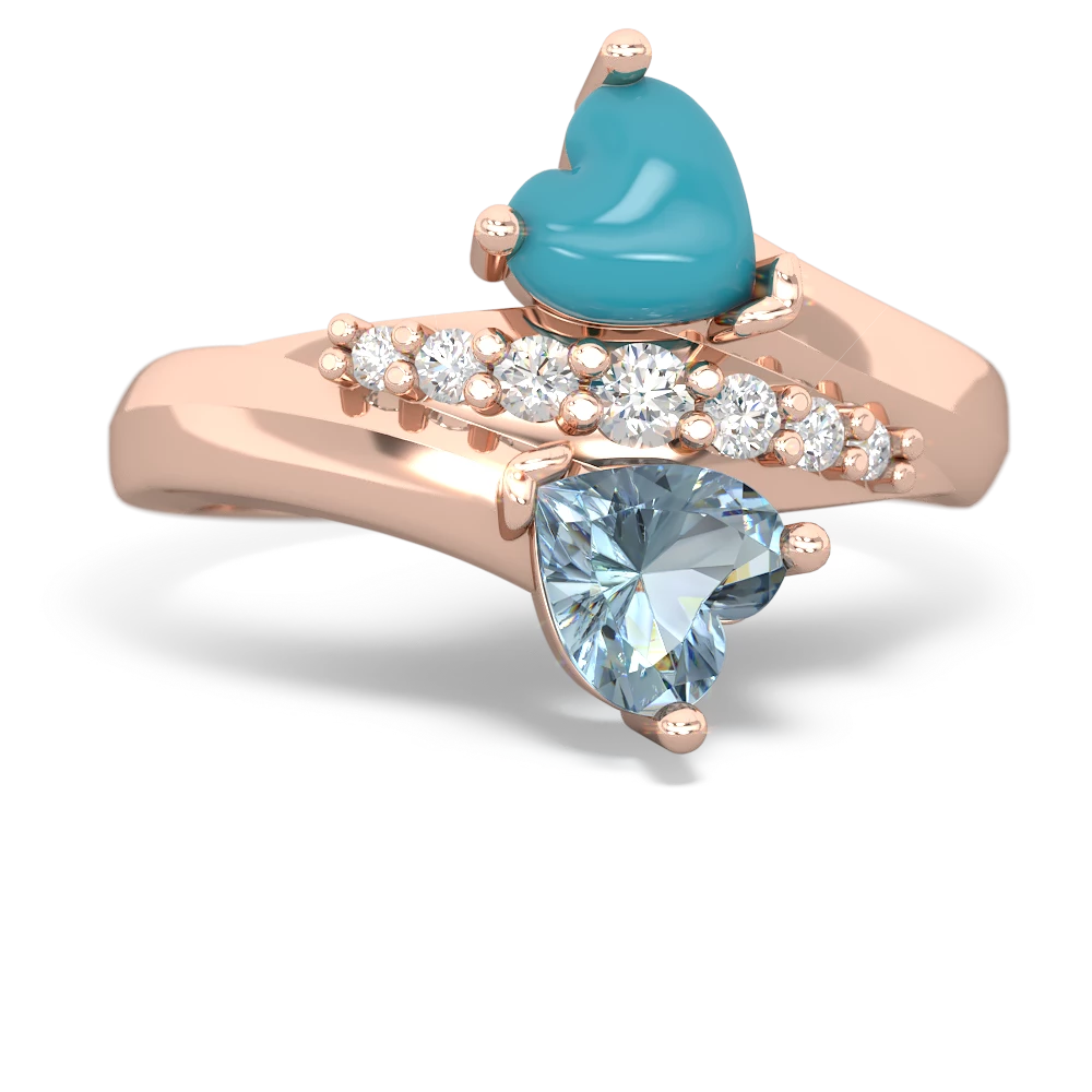 Turquoise Heart To Heart 14K Rose Gold ring R2064