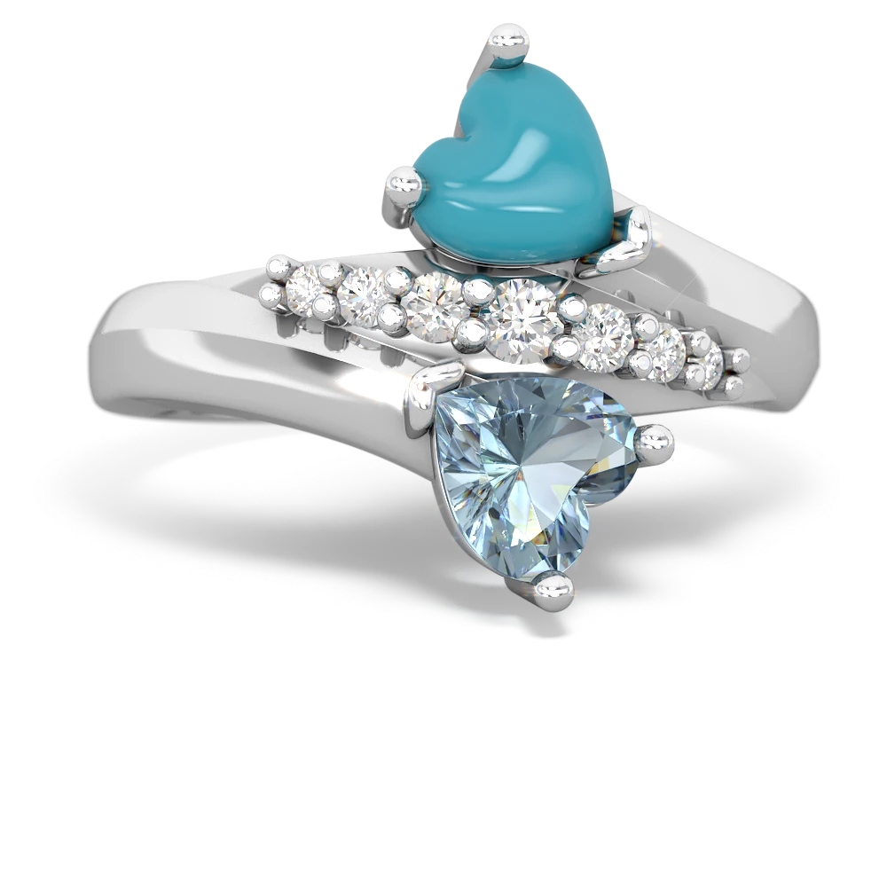 Turquoise Heart To Heart 14K White Gold ring R2064