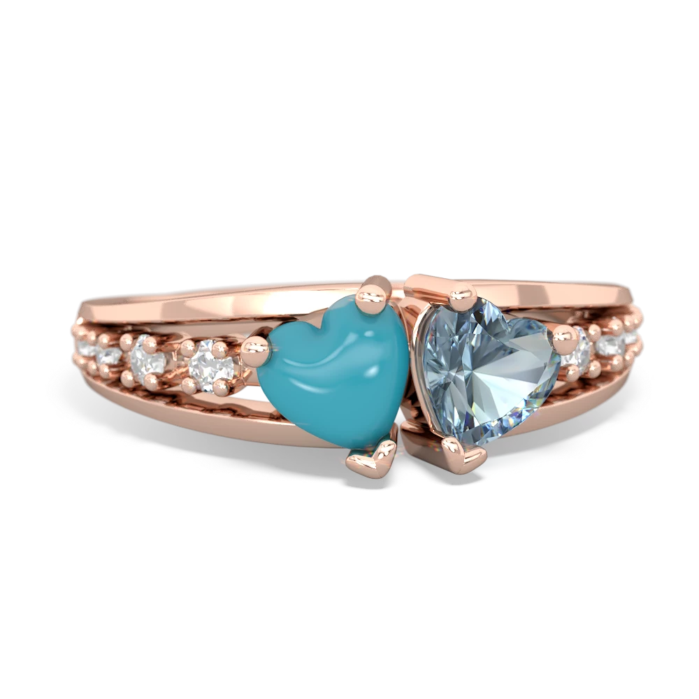 Turquoise Heart To Heart 14K Rose Gold ring R3342