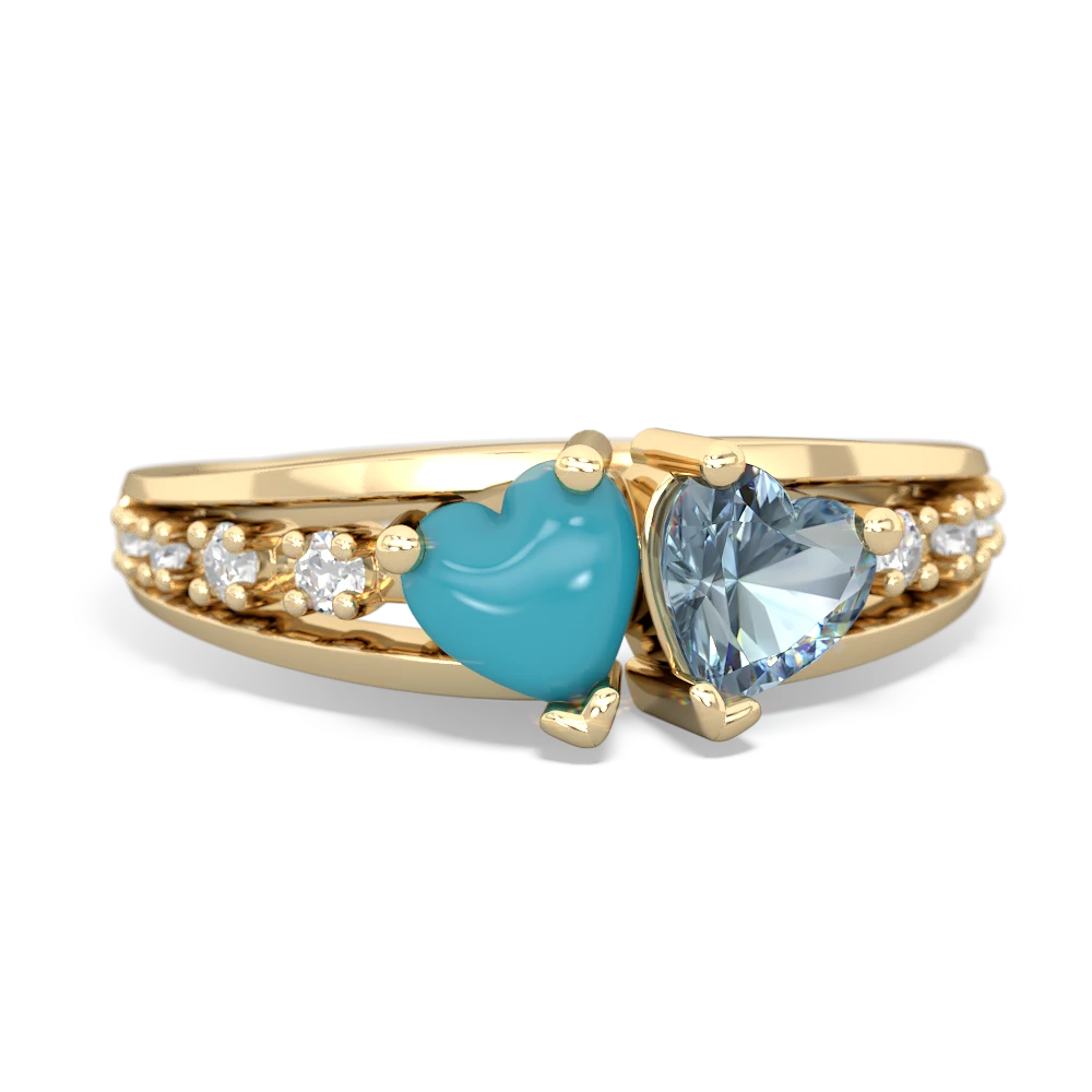 Turquoise Heart To Heart 14K Yellow Gold ring R3342