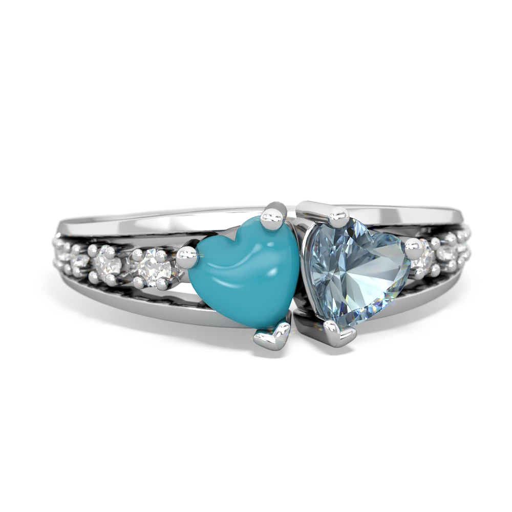 Turquoise Heart To Heart 14K White Gold ring R3342