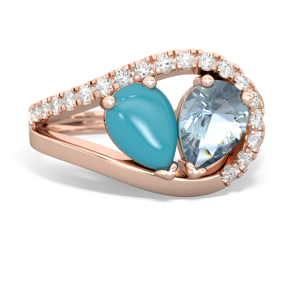 Turquoise Nestled Heart Keepsake 14K Rose Gold ring R5650