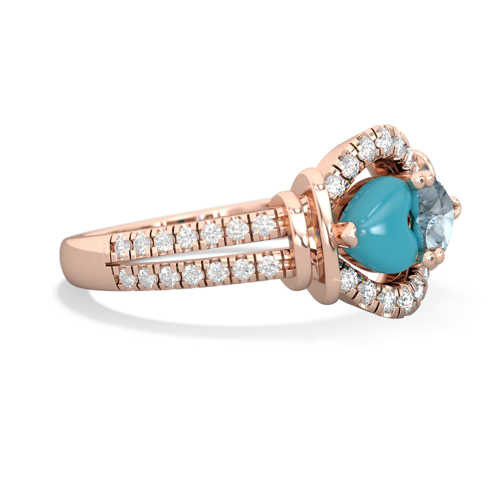 Turquoise Art-Deco Keepsake 14K Rose Gold ring R5630