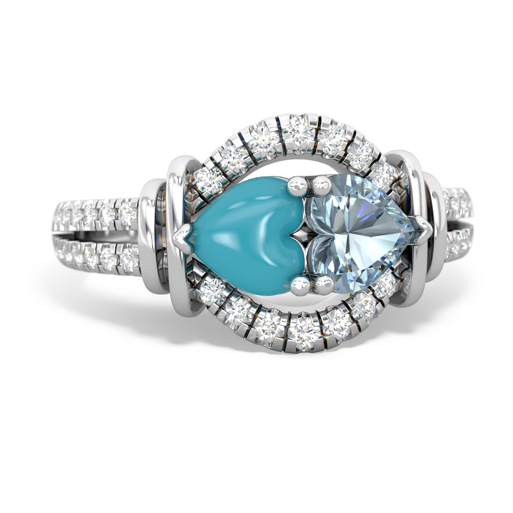 Turquoise Art-Deco Keepsake 14K White Gold ring R5630