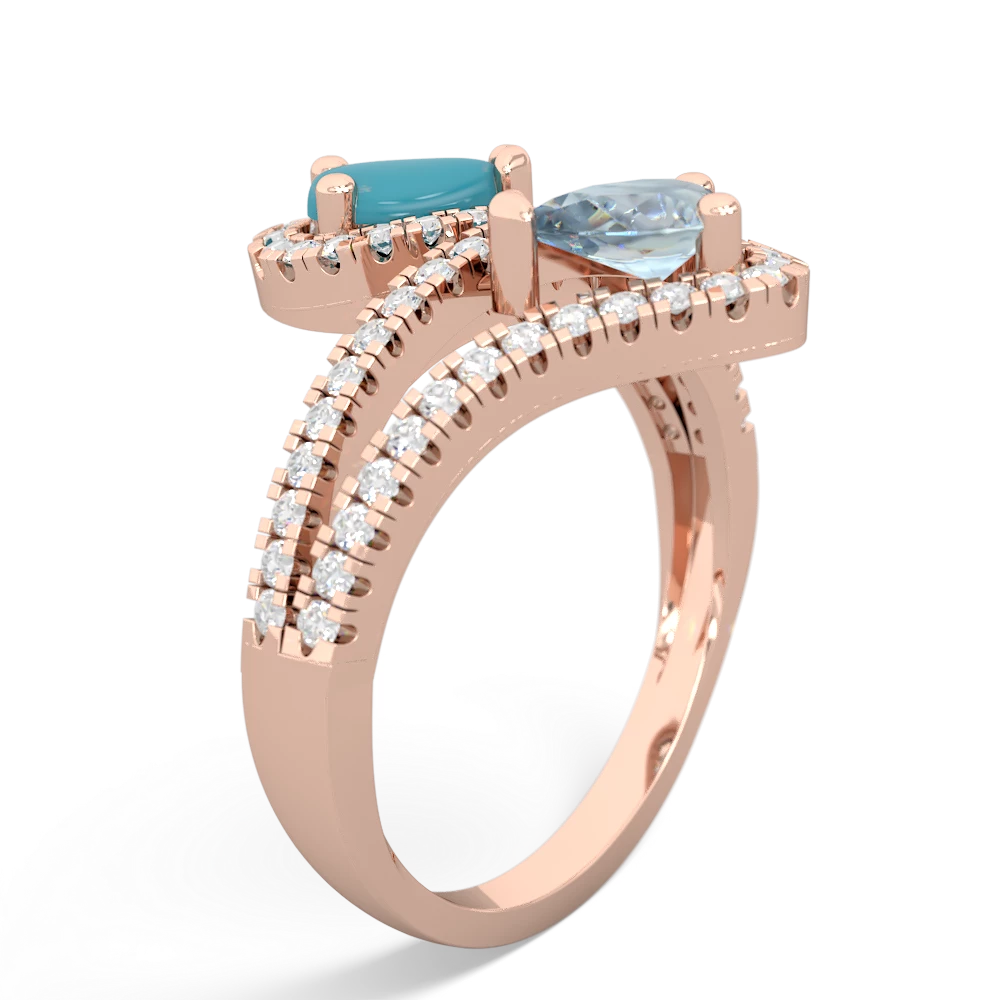 Turquoise Diamond Dazzler 14K Rose Gold ring R3000