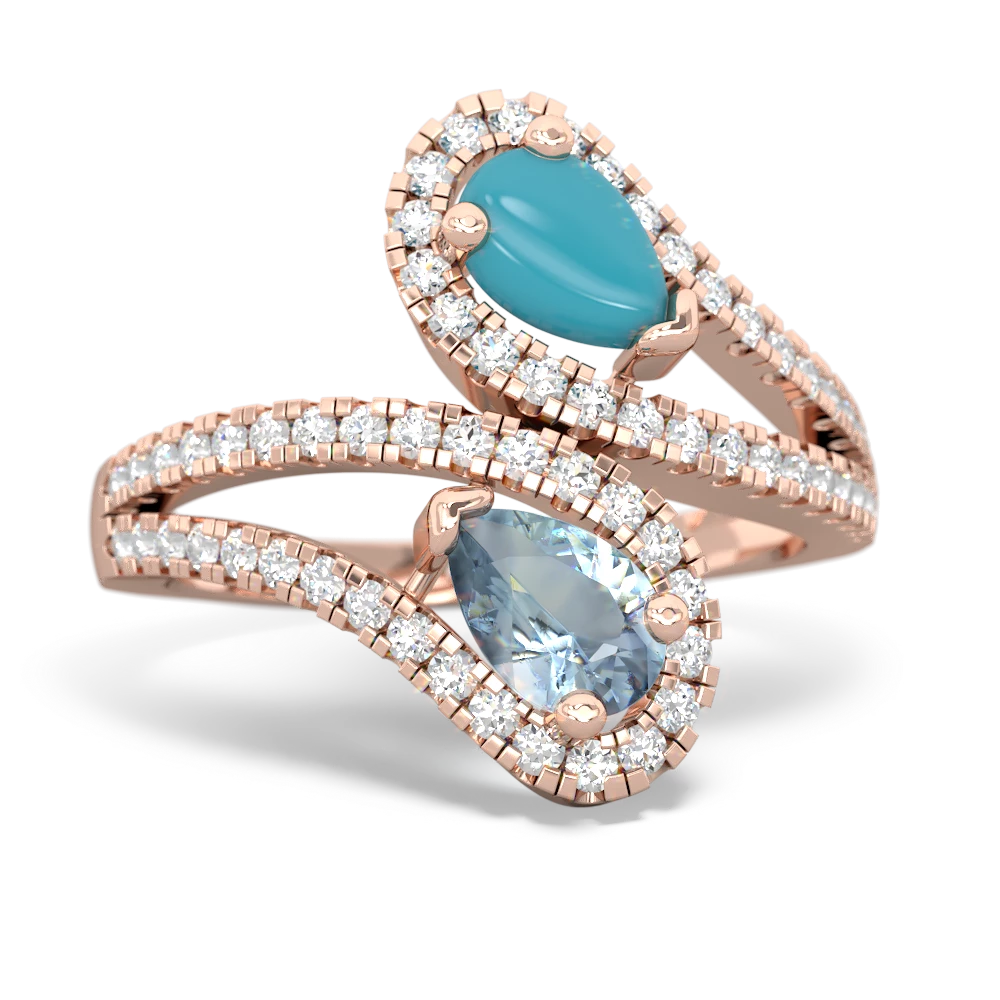 Turquoise Diamond Dazzler 14K Rose Gold ring R3000