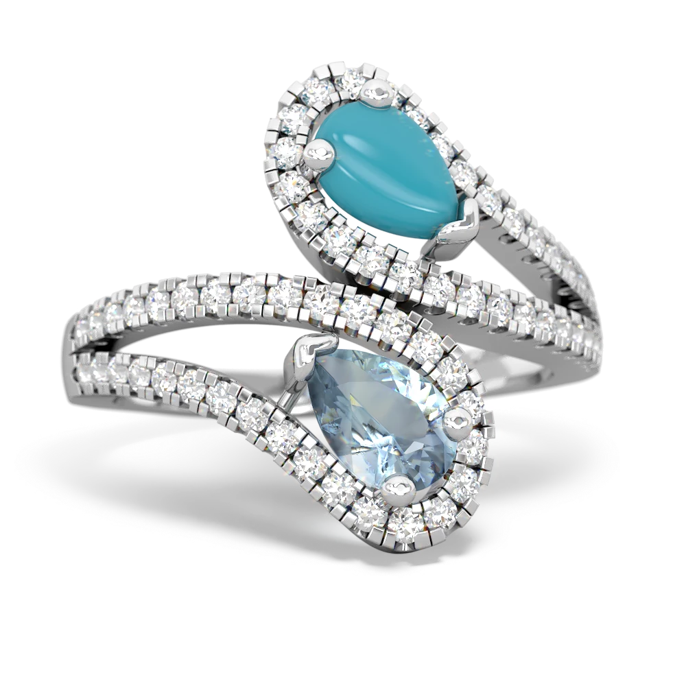 Turquoise Diamond Dazzler 14K White Gold ring R3000