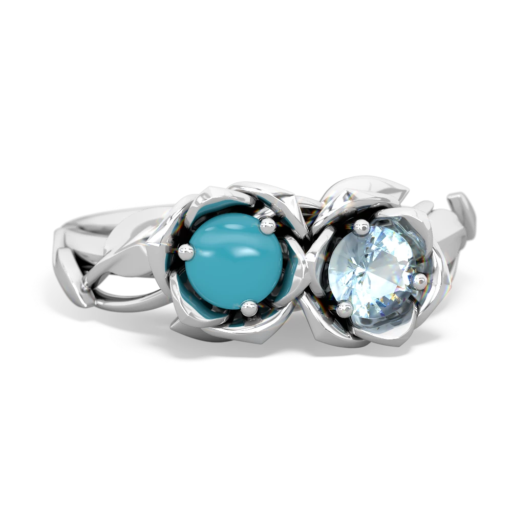 Turquoise Rose Garden 14K White Gold ring R5510