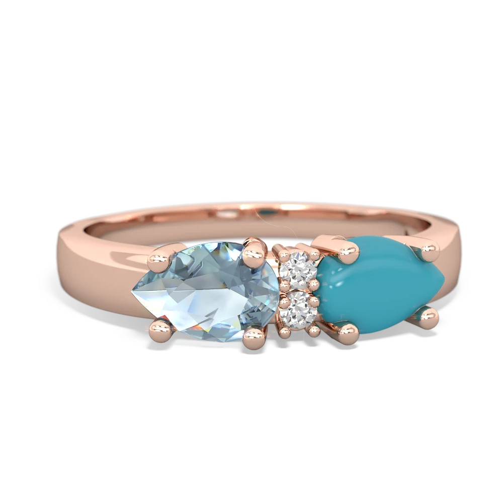 Turquoise Pear Bowtie 14K Rose Gold ring R0865