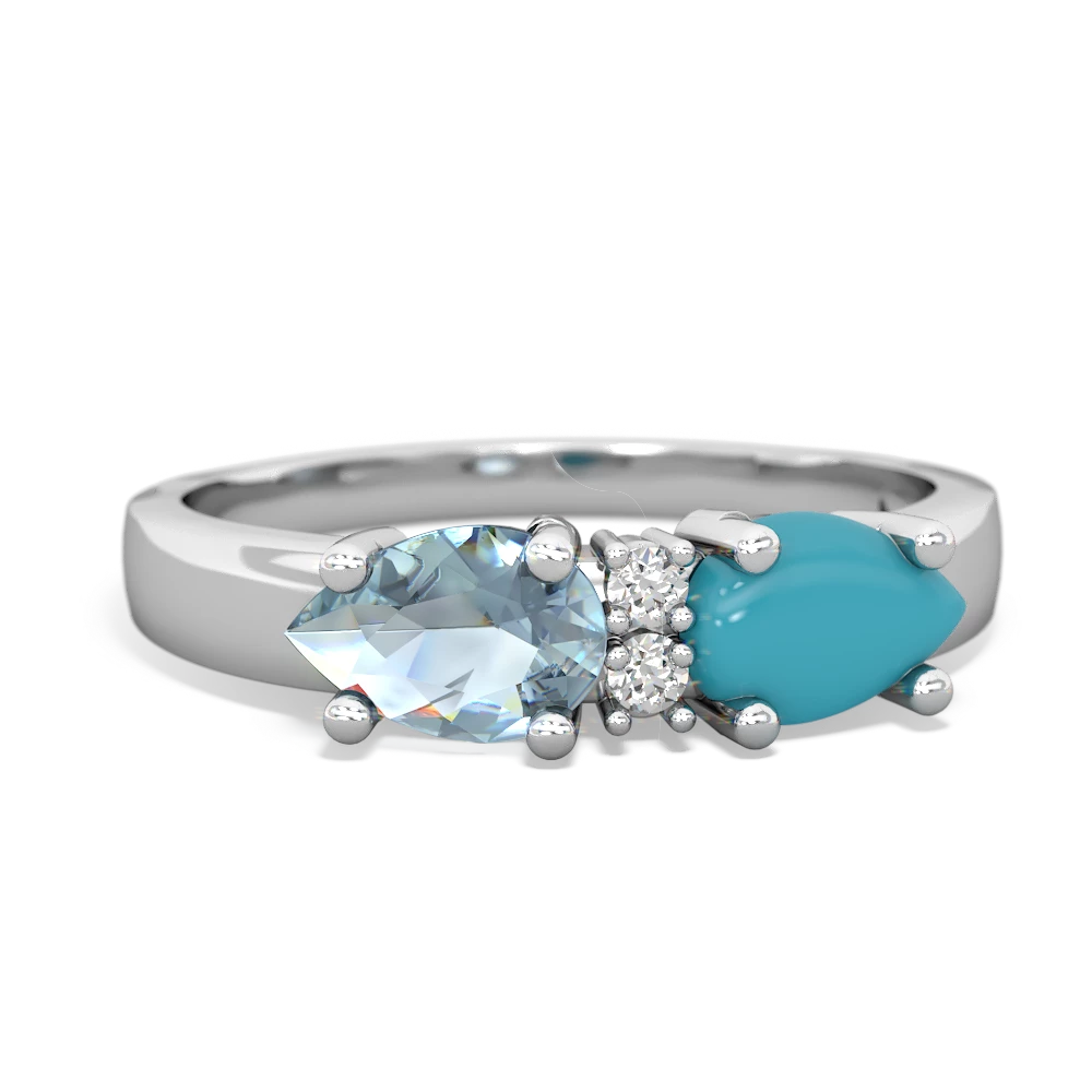 Turquoise Pear Bowtie 14K White Gold ring R0865