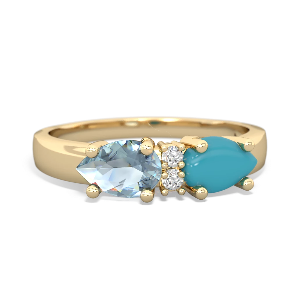 Turquoise Pear Bowtie 14K Yellow Gold ring R0865