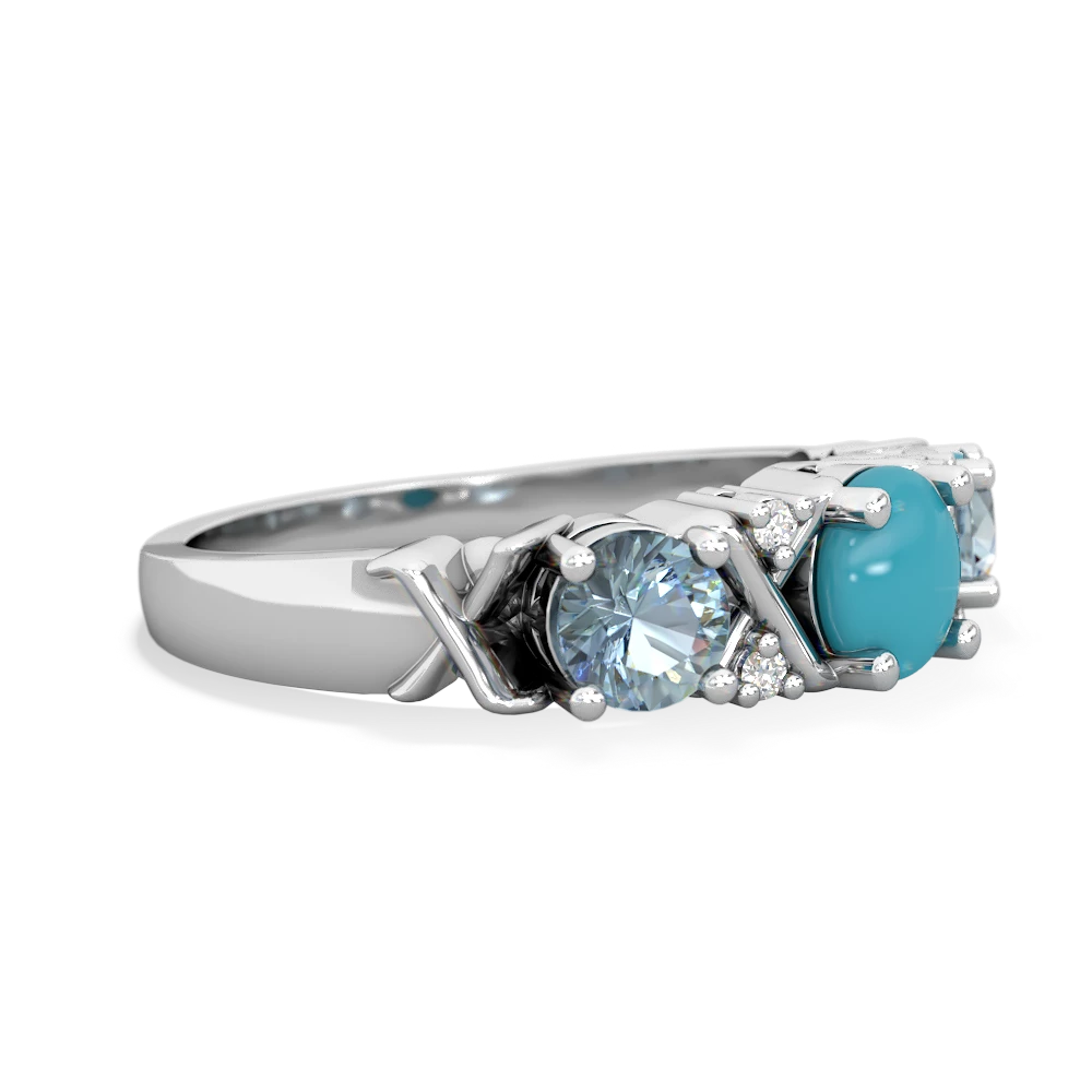 Turquoise Hugs And Kisses 14K White Gold ring R5016