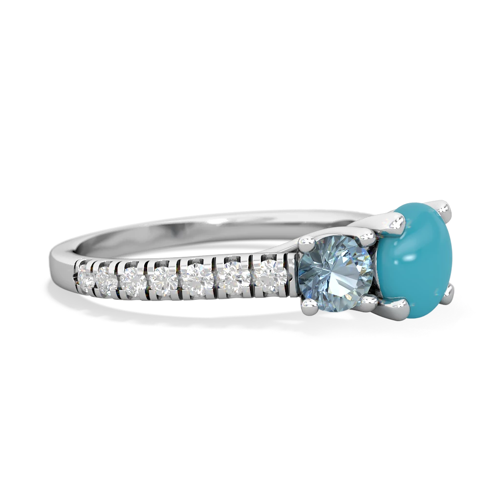 Turquoise Pave Trellis 14K White Gold ring R5500