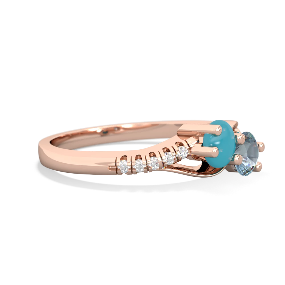 Turquoise Infinity Pave Two Stone 14K Rose Gold ring R5285