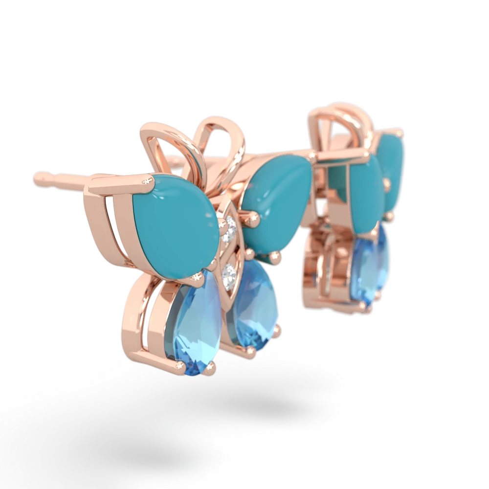 Turquoise Butterfly 14K Rose Gold earrings E2215