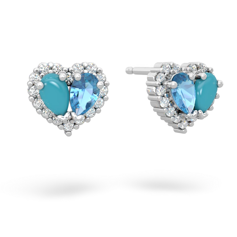 Turquoise Halo 14K White Gold earrings E7008