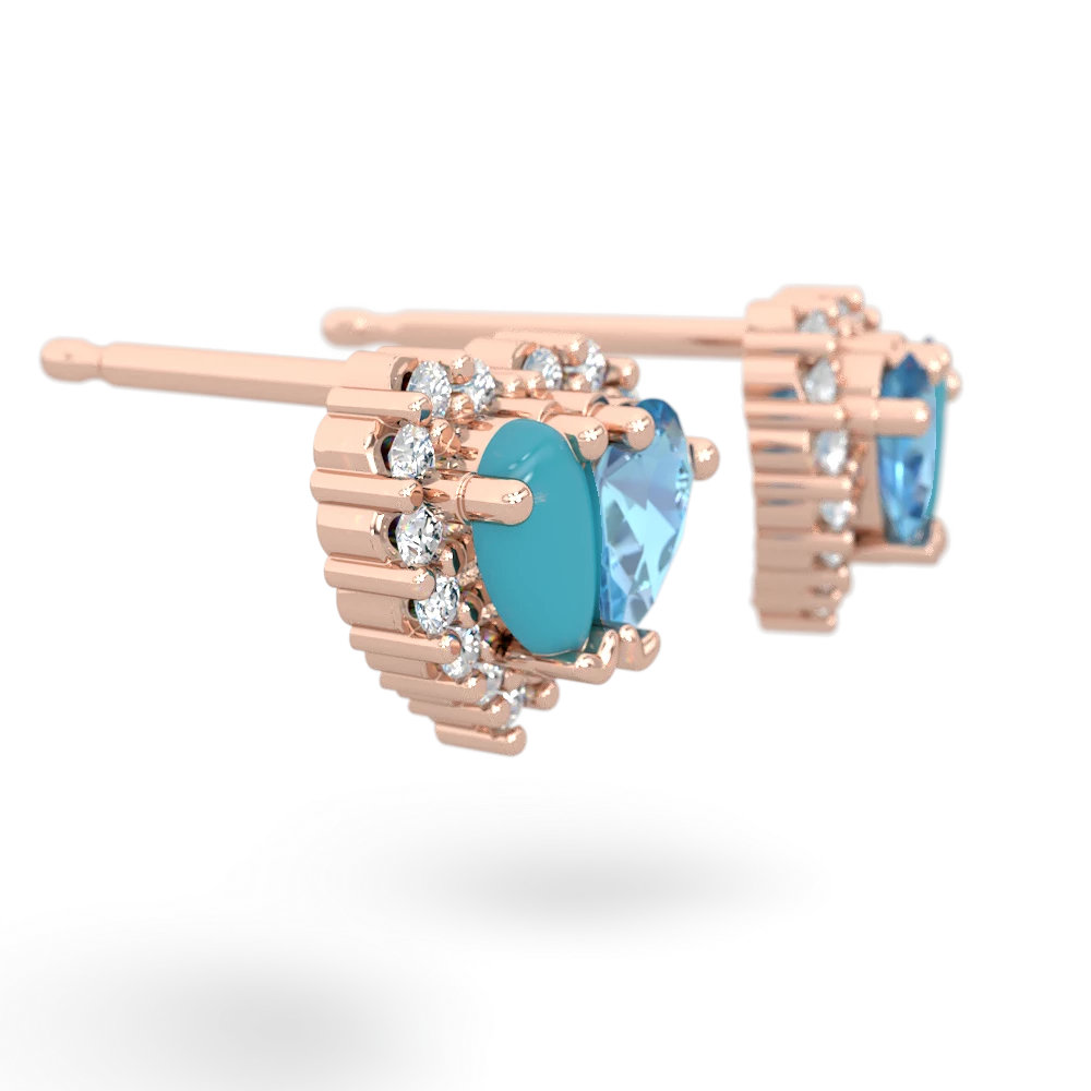 Turquoise Halo 14K Rose Gold earrings E7008