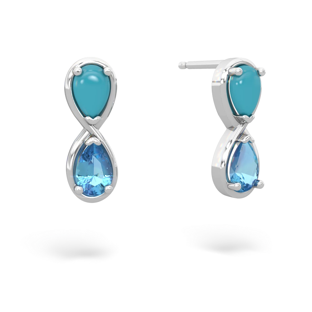 Turquoise Infinity 14K White Gold earrings E5050